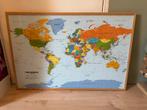 Wereldkaart prikbord kurk met houten lijst, Antiek en Kunst, Antiek | Schoolplaten, Ophalen, Aardrijkskunde