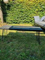GRATIS Smalle tafel hout en staal 110x30x45 cm, Huis en Inrichting, Tafels | Bijzettafels, Ophalen, Gebruikt, 75 cm of meer, 60 cm of meer