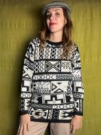 Vintage trui - zwart / wit - print / patroon - 90s, Zwart, Hippie galore, Ophalen of Verzenden, Vintage