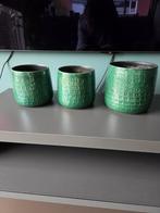 4 groene Mica plantenpotten keramiek, Ophalen