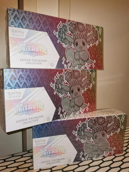 Super premium collection Prismatic evolutions scarlet&violet, Hobby en Vrije tijd, Verzamelkaartspellen | Pokémon, Nieuw, Boosterbox