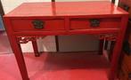 antieke Chinese rode gelakte sidetable, 100 tot 150 cm, Ophalen of Verzenden, Zo goed als nieuw, 25 tot 50 cm
