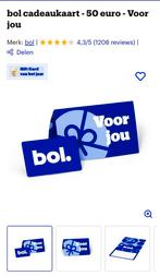 42€ voor  BOL 50€ cadeaubonnen, Eén persoon, Cadeaubon, Overige typen
