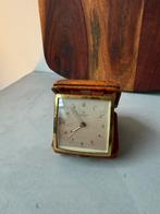 Vintage reiswekker Junghans Bivox – leer – Duitsland, Ophalen of Verzenden, Gebruikt, Analoog