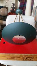 Maison Lucien Gau hanglamp, halogeen jaren 70, verguld, Gebruikt, 50 tot 75 cm, Ophalen of Verzenden, Glas