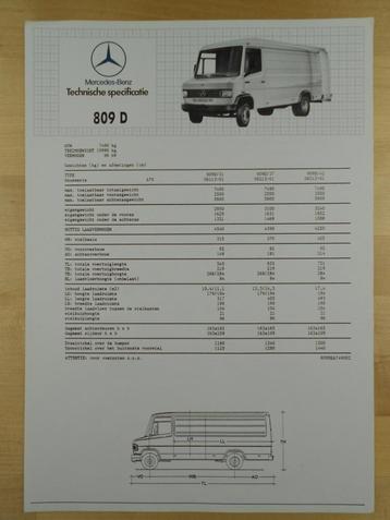 Mercedes 809D Technische Specificatie folder ca 1987 809 D beschikbaar voor biedingen