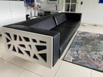 Zwart Leren Design Bank, Ophalen, Gebruikt, Rechte bank, Hout