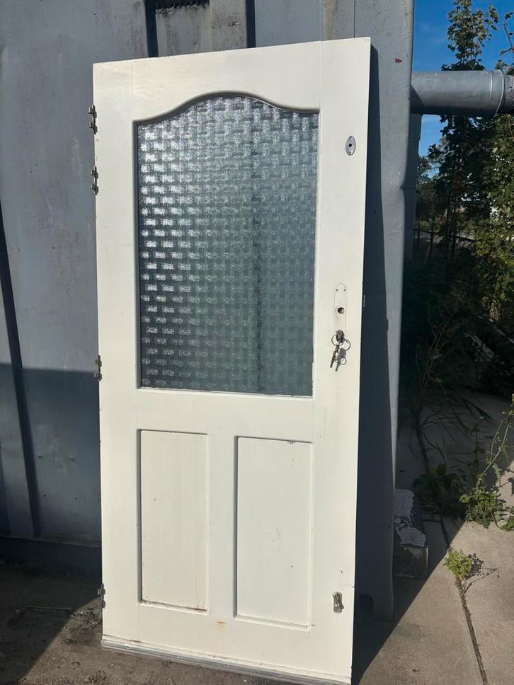 Hardhouten Buitendeur - 88x200.5 cm, Doe-het-zelf en Verbouw, Deuren en Horren, Gebruikt, Buitendeur, 200 tot 215 cm, 80 tot 100 cm