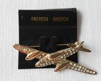 broche goudkleurig vliegtuig (9), Overige materialen, 4 tot 7 cm, Ophalen of Verzenden, Zo goed als nieuw