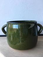 Oude vintage keramische pot handwerk geglazuurd groen, Antiek en Kunst, Ophalen of Verzenden