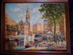 SCHILDERIJ, OLIEVERF,A,DAM, BLOEMMARKT, MUNT, 78X6CM,BIEDEN, Antiek en Kunst, Kunst | Schilderijen | Klassiek, Ophalen of Verzenden
