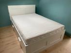 2pers IKEA Brimnes Bed, Compleet: matras, hoofdeind, latten, Huis en Inrichting, Slaapkamer | Bedden, Ophalen, Wit, Tweepersoons