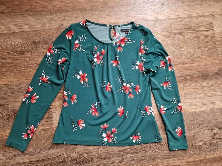 King Louie shirt groen in maat S / 36 met bloemenprint, Kleding | Dames, T-shirts, Gedragen, Maat 36 (S), Groen, Lange mouw, Ophalen of Verzenden
