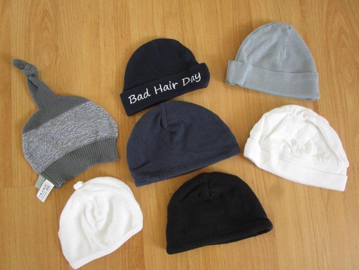 7 baby jongens mutsjes maat 44 t/m 62, Kinderen en Baby's, Babykleding | Mutsen, Sjaals en Wanten, Zo goed als nieuw, Muts, Jongetje