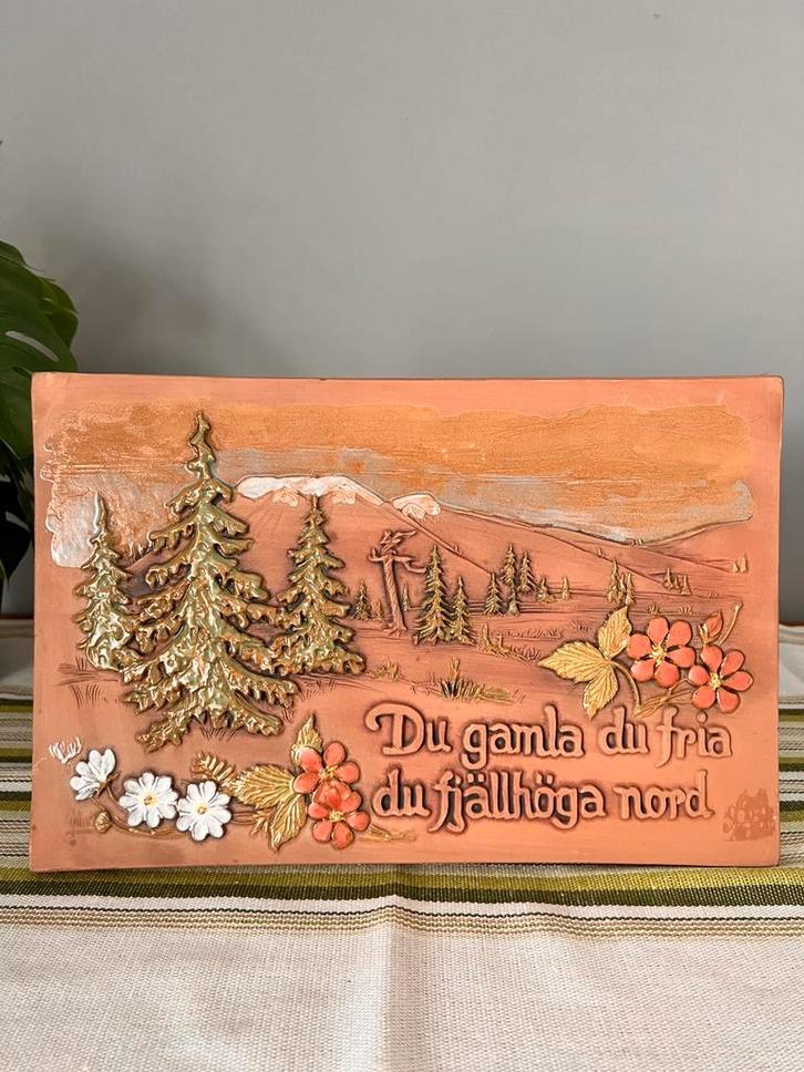 Wandtegel 'Du gamla du fria' Jie Gantofta Zweden, Antiek en Kunst, Antiek | Keramiek en Aardewerk, Ophalen of Verzenden