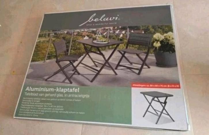 Belavi Aluminium Klaptafel - Nieuw in doos!, Tuin en Terras, Tuintafels, Nieuw, Rechthoekig, Aluminium, Ophalen