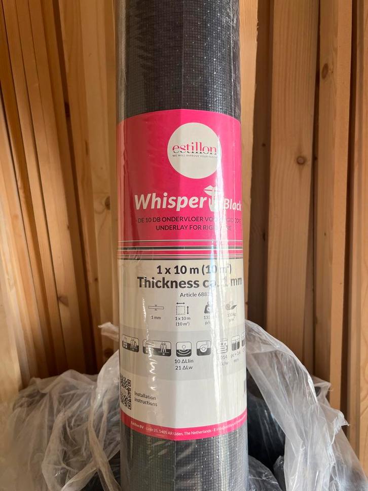 Ondervloer Estillon Whisper Black 10m², Doe-het-zelf en Verbouw, Isolatie en Afdichting, Nieuw, Vloerisolatie, Overige materialen