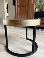 Salontafel / Bijzettafel Goud Zwart Metaal, Minder dan 50 cm, Rond, Ophalen of Verzenden, Zo goed als nieuw