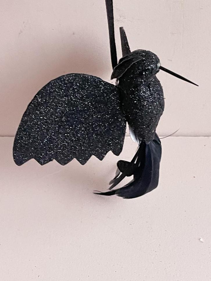 Zwarte glitter kolibrie, Huis en Inrichting, Woonaccessoires | Wanddecoraties, Nieuw, Ophalen of Verzenden