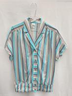 Vintage blouse/ top maat 40/L - gestreept - turquoise - 90's, Maat 38/40 (M), Overige kleuren, ,, Ophalen of Verzenden