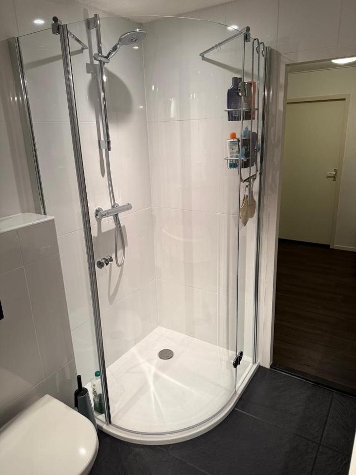 Douchedeur Huppe voor kwartronde douchebak 90x90cm, Doe-het-zelf en Verbouw, Sanitair, Gebruikt, Douche, Glas, Ophalen