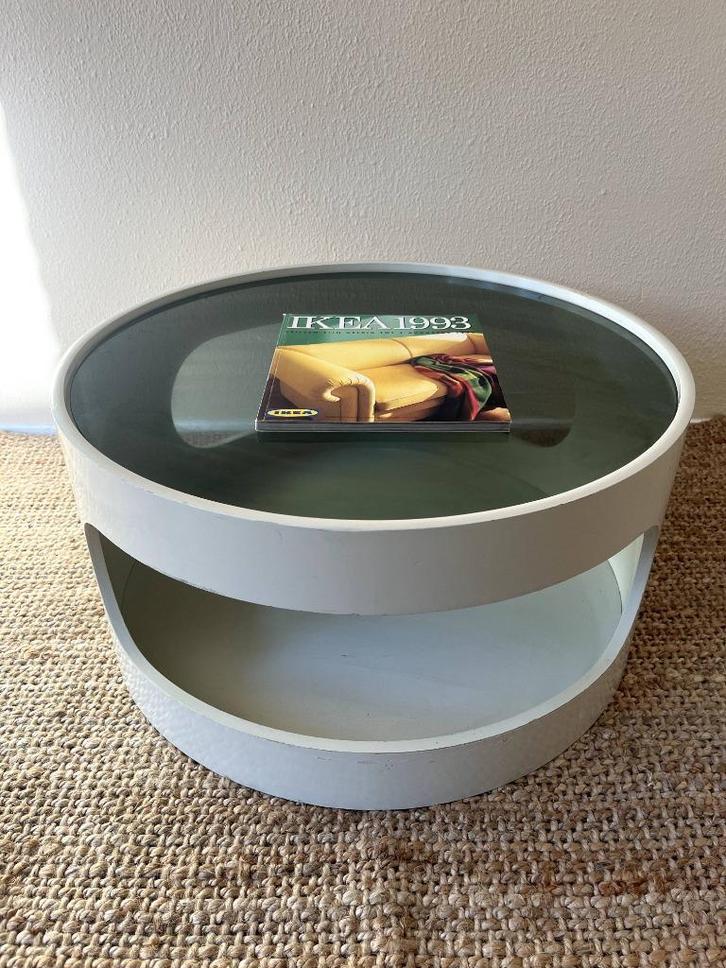 Space Age Bijzettafel - Opal Möbel Luna - Retro - Vintage, Huis en Inrichting, Tafels | Bijzettafels, Gebruikt, Rond, 45 tot 60 cm