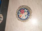 Mooie oude mozaiek broche, bloemen, Sieraden, Tassen en Uiterlijk, Antieke sieraden, Ophalen of Verzenden, Overige materialen