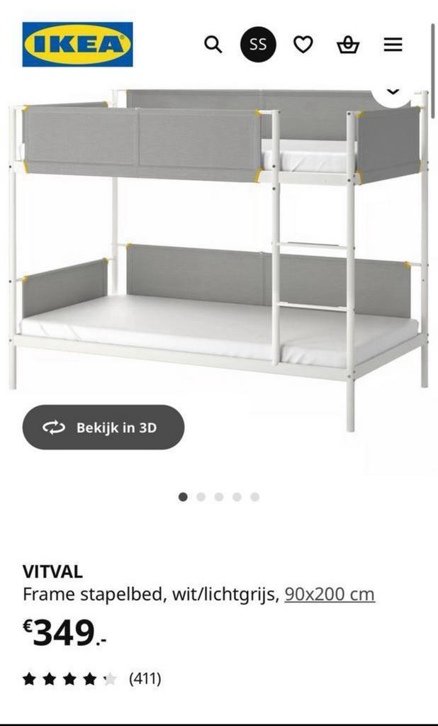 Ikea VITVAL stapelbed, Huis en Inrichting, Slaapkamer | Stapelbedden en Hoogslapers, Nieuw, Stapelbed, 90 cm, 200 cm, Tweepersoons