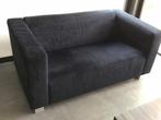 Moderne zwarte stoffen bank, Ophalen, 150 tot 200 cm, Tweepersoons, 75 tot 100 cm