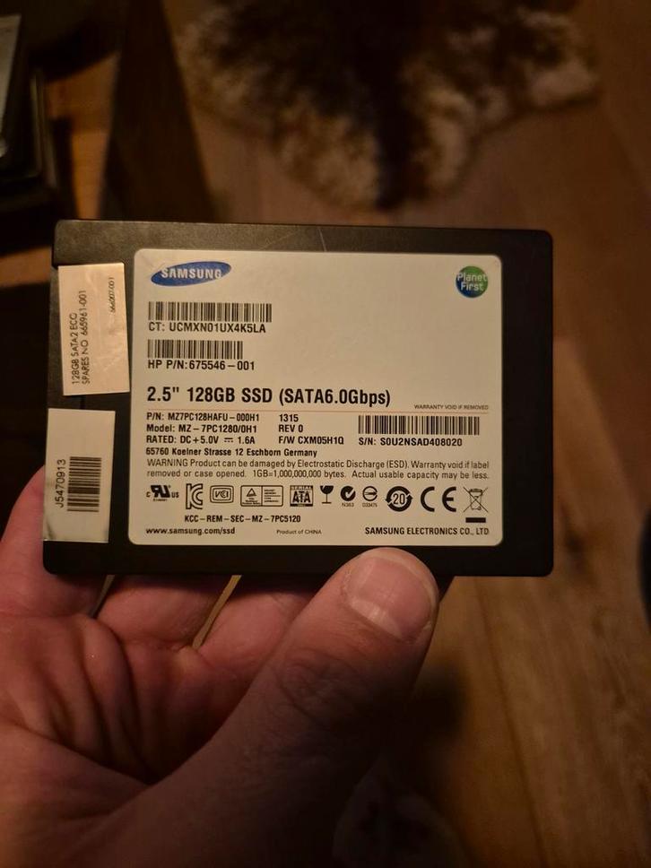 Samsung SSD QW8GB 128GB - Snelle opslag!, Computers en Software, Harde schijven, Gebruikt, Laptop, Intern, SSD, SATA, Ophalen of Verzenden
