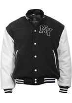 Baseballjack jack jas M zwart wit ny winterjas, Verzenden, Nieuw, Maat 38/40 (M), Zwart