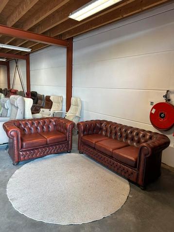 Chesterfield bankstel set bank 3 en 2 zits vintage Z.G.A.N. beschikbaar voor biedingen