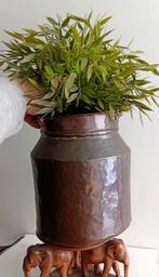 Antieke Koper Ketel Kan Emmer Bak Plantenbak Pot Hangehamerd, Ophalen of Verzenden, Koper