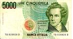 Bankbiljet van 5000 lire Banca D'Italia 1985., Ophalen of Verzenden, Italië, Los biljet