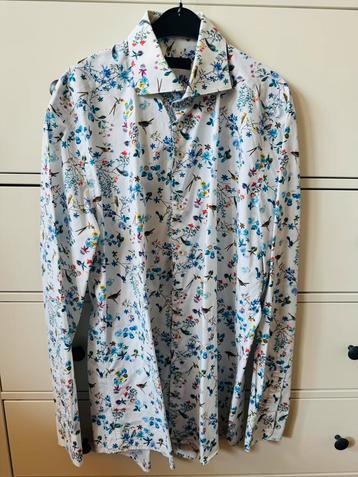 R2 Amsterdam wit heren overhemd met bloemen print maat 41 beschikbaar voor biedingen