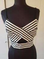 Kort zwart/wit gestreept Cool Cat topje met rits - maat L, Kleding | Dames, Zwart, Maat 42/44 (L), Ophalen of Verzenden, Zo goed als nieuw