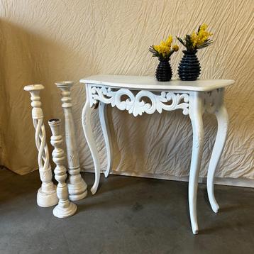 Barok sidetable - 90 x 31 cm - wit - Bij TTM Wonen beschikbaar voor biedingen