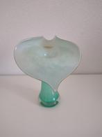 Vaas. Mondgeblazen, Ophalen, Minder dan 50 cm, Groen, Glas