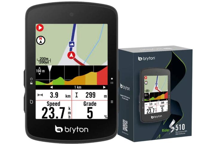 Bryton Rider S510 E GPS fietscomputer, Fietsen en Brommers, Fietsaccessoires | Fietscomputers, Nieuw, Draadloos, GPS, Waterdicht