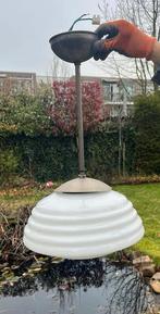 Vintage hanglamp met melkglas, Huis en Inrichting, Lampen | Hanglampen, Ophalen, Gebruikt, Glas, Minder dan 50 cm