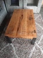 Mangohouten Salontafel met Stalen Poten, Huis en Inrichting, 50 tot 100 cm, Zo goed als nieuw, Metaal, Minder dan 50 cm