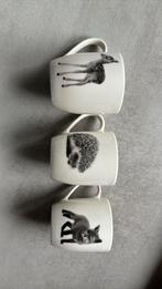 Dierenmokjes, 3, vosje, hertje, egeltje. 200 ml., Ophalen, Zo goed als nieuw, Overige stijlen, Kop(pen) en/of Schotel(s)