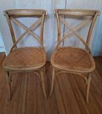 2 Bistrostoelen Hout/Riet, Huis en Inrichting, Stoelen, Ophalen, Riet of Rotan, Bistro, Gebruikt
