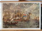 Binnenkomende vloot voor Amsterdam, 1665, Antiek en Kunst, Antiek | Schoolplaten, Ophalen of Verzenden, Geschiedenis