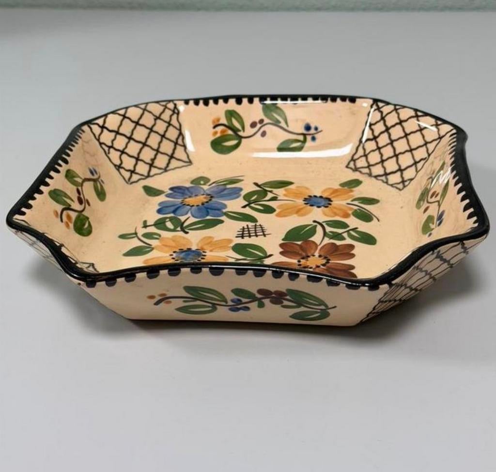 Vintage Handbeschilderde Aardewerk Schaal A Mertens Jamioulx, Antiek en Kunst, Ophalen of Verzenden