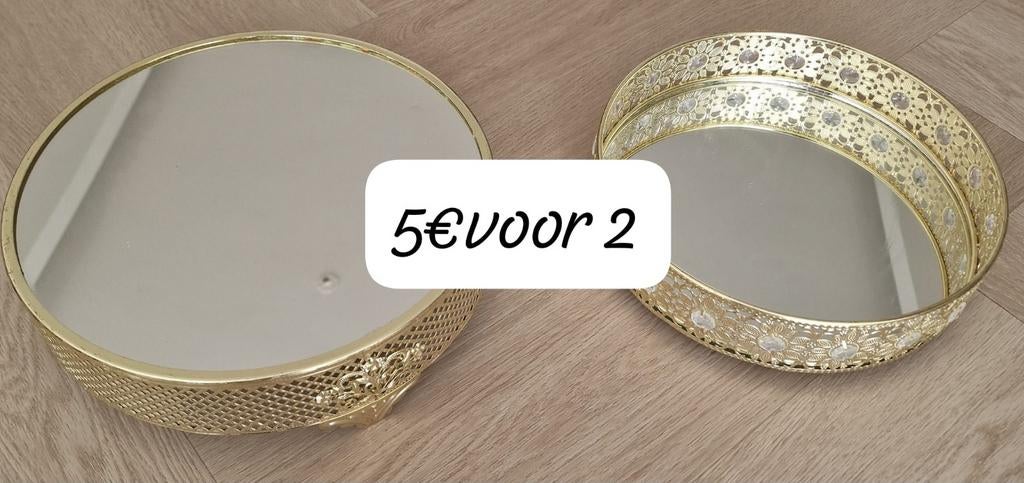 Gouden spiegelschalen, set van 2, Ophalen of Verzenden