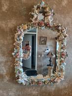 Grote Antieke Saksisch Dresden Porseleinen Spiegel, Ophalen, Overige vormen, 50 tot 100 cm, 100 tot 150 cm