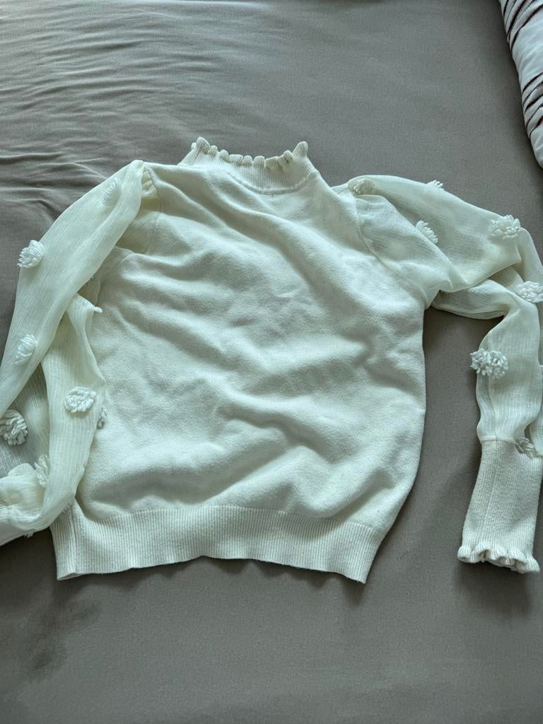 Witte blouse met pofmouwen, Kleding | Dames, Blouses en Tunieken, Ophalen of Verzenden, Gedragen, Maat 38/40 (M), Wit