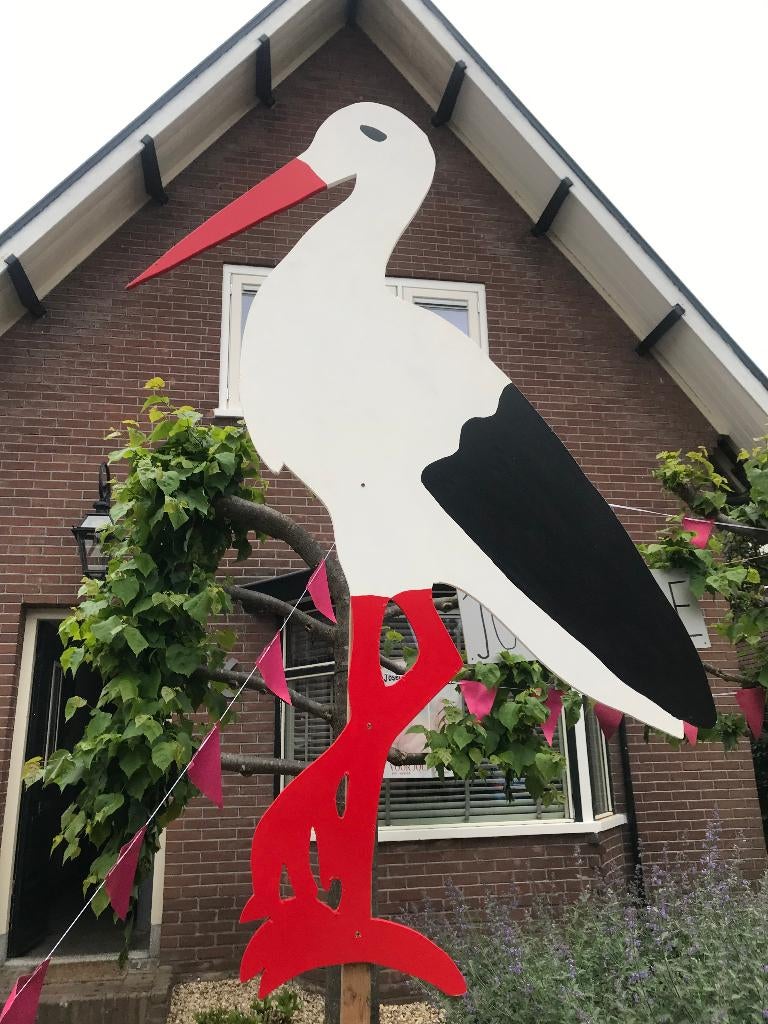 Geboorte Ooievaar te huur/huren/verhuur, Kinderen en Baby's, Kraamcadeaus en Geboorteborden, Ophalen of Verzenden, Zo goed als nieuw