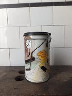 vintage blik voor bijv. koffie, leuke deco klok & fluitketel, Ophalen of Verzenden